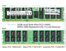 708643-B21 Модуль памяти HP 32GB (1x32GB) SDRAM LR DIMM