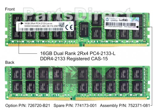 726720-B21 Модуль памяти HP 16GB (1x16GB) SDRAM DIMM