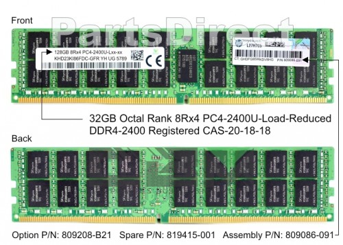 809208-B21 Модуль памяти HP 128GB (1x128GB) SDRAM LRDIMM